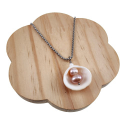 RVS Jasseron-Ketting + Hanger met Natuurlijke Schelp en Zoetwaterparels