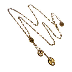 Verguld RVS Damesketting met Koffieboon Hanger - Verstelbaar 50-55 cm