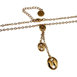 Verguld RVS Damesketting met Koffieboon Hanger - Verstelbaar 50-55 cm
