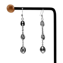 Gepolijst RVS Haakoorbellen met Ketting en Koffieboon Schakels - Dames