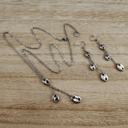 Gepolijst RVS Damesketting met Koffieboon Hanger - Verstelbaar 50-55 cm