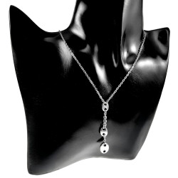 Gepolijst RVS Damesketting met Koffieboon Hanger - Verstelbaar 50-55 cm