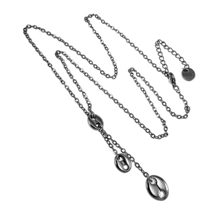 Gepolijst RVS Damesketting met Koffieboon Hanger - Verstelbaar 50-55 cm