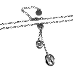 Gepolijst RVS Damesketting met Koffieboon Hanger - Verstelbaar 50-55 cm