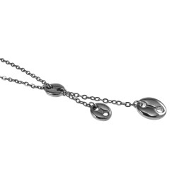 Gepolijst RVS Damesketting met Koffieboon Hanger - Verstelbaar 50-55 cm