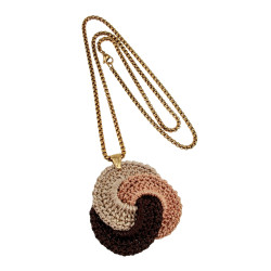 Jasseron-Ketting + Hanger van Gehaakte Keltische Knoop - Verguld RVS