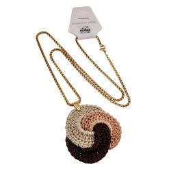 Jasseron-Ketting + Hanger van Gehaakte Keltische Knoop - Verguld RVS
