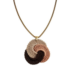 Jasseron-Ketting + Hanger van Gehaakte Keltische Knoop - Verguld RVS