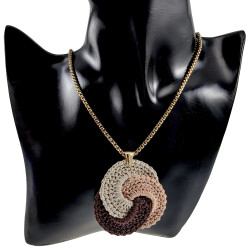 Jasseron-Ketting + Hanger van Gehaakte Keltische Knoop - Verguld RVS
