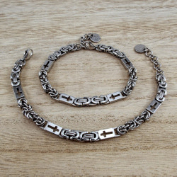 RVS Koningsarmband met Kruisdetails -Armband 16 en 19 cm Handgemaakt