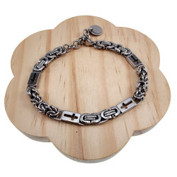 RVS Koningsarmband met Kruisdetails -Armband 16 en 19 cm Handgemaakt