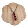 RVS Jasseron-ketting + met Drie Rodekleur Kristallen Hanger Handgemaakt