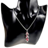 RVS Jasseron-ketting + met Drie Rodekleur Kristallen Hanger Handgemaakt
