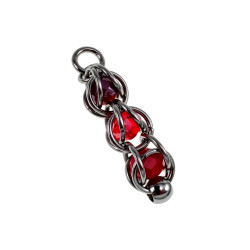 RVS Jasseron-ketting + met Drie Rodekleur Kristallen Hanger Handgemaakt