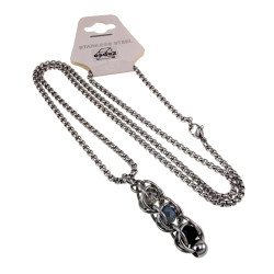 RVS Jasseron-ketting + met Grijze en Zwarte Kristallen Hanger