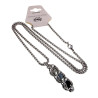RVS Jasseron-ketting + met Grijze en Zwarte Kristallen Hanger