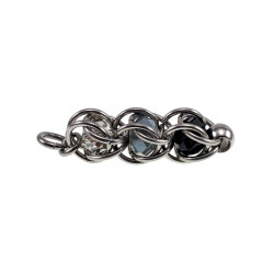 RVS Jasseron-ketting + met Grijze en Zwarte Kristallen Hanger