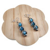 Lange Oorbellen Dames RVS Haakoorbellen met Drie Turquoise Kristalen