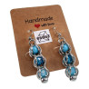 Lange Oorbellen Dames RVS Haakoorbellen met Drie Turquoise Kristalen