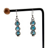 Lange Oorbellen Dames RVS Haakoorbellen met Drie Turquoise Kristalen