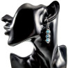Lange Oorbellen Dames RVS Haakoorbellen met Drie Turquoise Kristalen