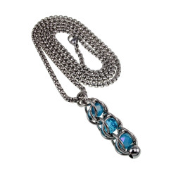RVS Schakelhanger met Turquoise Kristallen Kristallen Handgemaakt