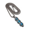 RVS Jasseron-ketting + met Turquoise Kristallen Hanger Handgemaakt