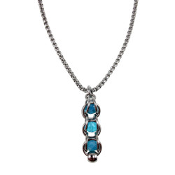 RVS Jasseron-ketting + met Turquoise Kristallen Hanger Handgemaakt