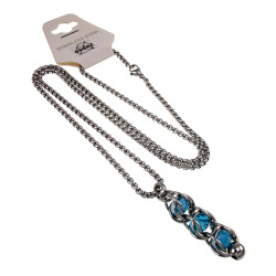 RVS Jasseron-ketting + met Turquoise Kristallen Hanger Handgemaakt