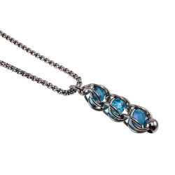 RVS Jasseron-ketting + met Turquoise Kristallen Hanger Handgemaakt