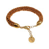 Handgemaakte Crochet Armband voor Dames Goudkleurig RVS en Ambergeel