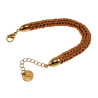 Handgemaakte Crochet Armband voor Dames Goudkleurig RVS en Ambergeel