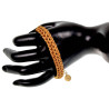 Handgemaakte Crochet Armband voor Dames Goudkleurig RVS en Ambergeel