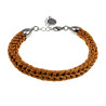 Handgemaakte Crochet Armband voor Dames Zilverkleurig RVS en Ambergeel