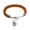 Handgemaakte Crochet Armband voor Dames Zilverkleurig RVS en Ambergeel