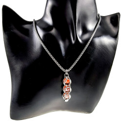 RVS Jasseron-ketting + met Oranjetinten Kristallen Hanger Handgemaakt