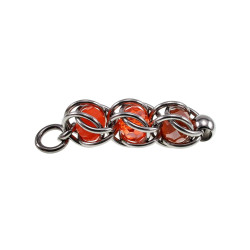 RVS Jasseron-ketting + met Oranjetinten Kristallen Hanger Handgemaakt