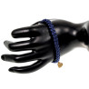 Gehaakte Damesarmband van Donkerblauwe Zijdeachtig Koord - Verguld RVS