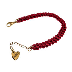 Gehaakte Damesarmband van Bordeauxrood Zijdeachtig Koord - Verguld RVS