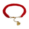 Gehaakte Damesarmband van Rood Zijdeachtig Koord - Verguld RVS