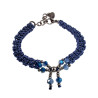 Gehaakte Damesarmband met Blauwe Kristallen - RVS - 15 tot 18 cm