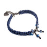 Gehaakte Damesarmband met Blauwe Kristallen - RVS - 15 tot 18 cm