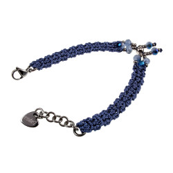Gehaakte Damesarmband met Blauwe Kristallen - RVS - 15 tot 18 cm