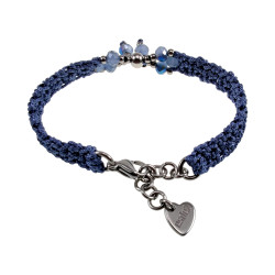 Gehaakte Damesarmband met Blauwe Kristallen - RVS - 15 tot 18 cm