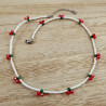 Witte Dames Kralenketting met Kersen van Tsjechische Kristallen - RVS