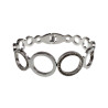 RVS Bangle Armband met Ronde Cirkels en Zirkonia Polsmaat 16 tot 18 cm