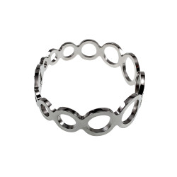 RVS Bangle Armband met Ronde Cirkels en Zirkonia Polsmaat 16 tot 18 cm