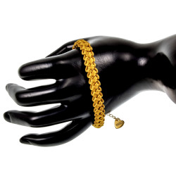 Dames Gehaakte Damesarmband van Amber Zijdeachtig Koord - Verguld RVS