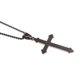 RVS Jasseron Ketting + Bicolor Kruishanger en Onze Vader Gebed