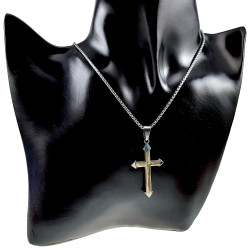 RVS Jasseron Ketting + Bicolor Kruishanger en Onze Vader Gebed